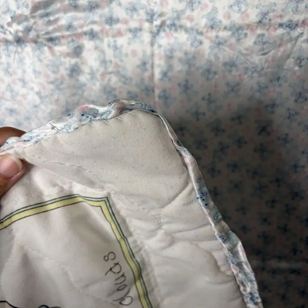 Vintage Handmade Precious Moments Quilt Baby Blanket Counting Satin Back